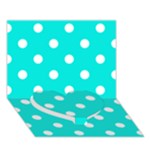 Polka Dots - White on Bright Turquoise Heart Bottom 3D Greeting Card (7x5)