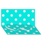 Polka Dots - White on Bright Turquoise Twin Heart Bottom 3D Greeting Card (8x4)