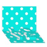 Polka Dots - White on Bright Turquoise LOVE Bottom 3D Greeting Card (7x5)