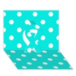 Polka Dots - White on Bright Turquoise Ribbon 3D Greeting Card (7x5)