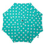 Polka Dots - White on Bright Turquoise Hook Handle Umbrella (Small)