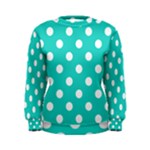 Polka Dots - White on Turquoise Women s Sweatshirt