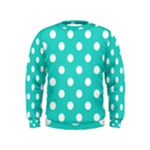 Polka Dots - White on Turquoise Kid s Sweatshirt