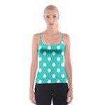 Polka Dots - White on Turquoise Spaghetti Strap Top
