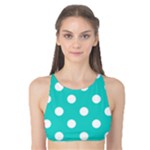Polka Dots - White on Turquoise Tank Bikini Top