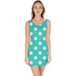 Polka Dots - White on Turquoise Bodycon Dress