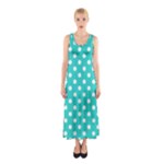 Polka Dots - White on Turquoise Full Print Maxi Dress