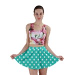 Polka Dots - White on Turquoise Mini Skirt