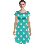 Polka Dots - White on Turquoise Cap Sleeve Nightdress