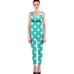 Polka Dots - White on Turquoise OnePiece Catsuit