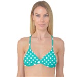 Polka Dots - White on Turquoise Reversible Tri Bikini Top
