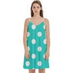 Polka Dots - White on Turquoise Women s Reversible Sports Bra with Border