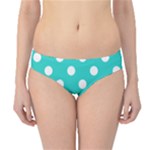 Polka Dots - White on Turquoise Hipster Bikini Bottoms