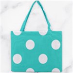 Polka Dots - White on Turquoise Mini Tote Bag