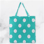 Polka Dots - White on Turquoise Grocery Tote Bag