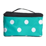 Polka Dots - White on Turquoise Cosmetic Storage Case