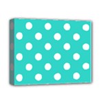 Polka Dots - White on Turquoise Deluxe Canvas 14  x 11  (Stretched)