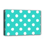 Polka Dots - White on Turquoise Deluxe Canvas 18  x 12  (Stretched)