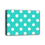 Polka Dots - White on Turquoise Mini Canvas 7  x 5  (Stretched)