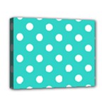 Polka Dots - White on Turquoise Canvas 10  x 8  (Stretched)