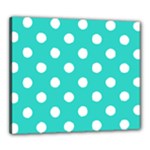 Polka Dots - White on Turquoise Canvas 24  x 20  (Stretched)