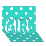 Polka Dots - White on Turquoise GIRL 3D Greeting Card (7x5)