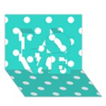 Polka Dots - White on Turquoise LOVE 3D Greeting Card (7x5)