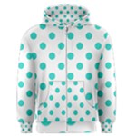 Polka Dots - Turquoise on White Men s Zipper Hoodie