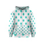 Polka Dots - Turquoise on White Kid s Zipper Hoodie