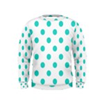 Polka Dots - Turquoise on White Kid s Sweatshirt
