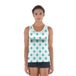 Polka Dots - Turquoise on White Women s Sport Tank Top