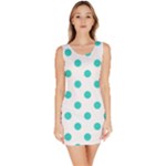 Polka Dots - Turquoise on White Bodycon Dress