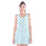 Polka Dots - Turquoise on White Scoop Neck Skater Dress