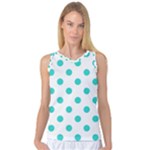 Polka Dots - Turquoise on White Women s Basketball Tank Top