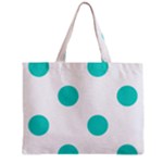 Polka Dots - Turquoise on White Zipper Mini Tote Bag