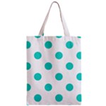 Polka Dots - Turquoise on White Zipper Classic Tote Bag