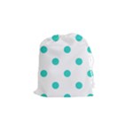 Polka Dots - Turquoise on White Drawstring Pouch (S)