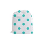 Polka Dots - Turquoise on White Drawstring Pouch (M)