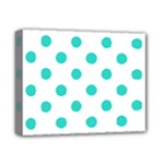 Polka Dots - Turquoise on White Deluxe Canvas 14  x 11  (Stretched)