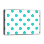 Polka Dots - Turquoise on White Deluxe Canvas 18  x 12  (Stretched)