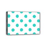 Polka Dots - Turquoise on White Mini Canvas 6  x 4  (Stretched)