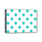 Polka Dots - Turquoise on White Mini Canvas 7  x 5  (Stretched)