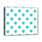 Polka Dots - Turquoise on White Canvas 10  x 8  (Stretched)