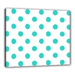 Polka Dots - Turquoise on White Canvas 24  x 20  (Stretched)