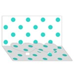 Polka Dots - Turquoise on White Twin Heart Bottom 3D Greeting Card (8x4)