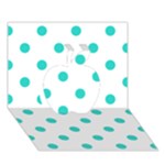 Polka Dots - Turquoise on White Apple 3D Greeting Card (7x5)