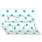 Polka Dots - Turquoise on White Merry Xmas 3D Greeting Card (8x4)