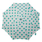 Polka Dots - Turquoise on White Hook Handle Umbrella (Medium)