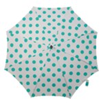 Polka Dots - Turquoise on White Hook Handle Umbrella (Large)
