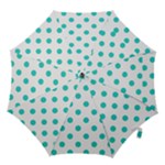 Polka Dots - Turquoise on White Hook Handle Umbrella (Small)